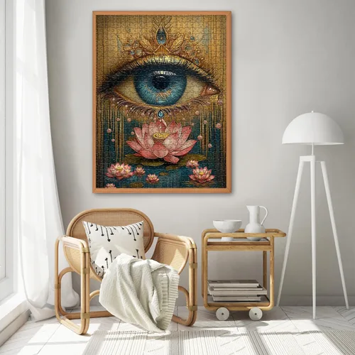 Miniatura 6 de Rompecabezas de Ojos de Loto para Adultos 1000 Piezas, Rompecabezas Temáticos de Arte de Ojos de Flores, Rompecabezas Vintage Hermosos y Desafiantes
