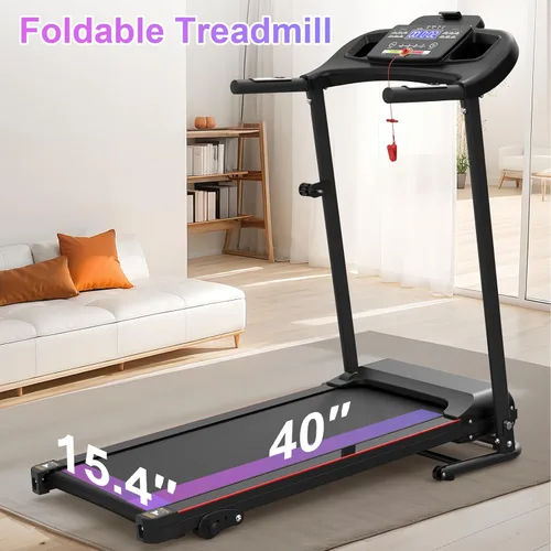Miniatura 8 de Caminadora plegable, caminadora eléctrica de 2.5 HP para el hogar con Bluetooth e inclinación, portátil, fitness, correr, entrenamiento,
