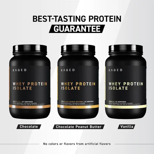 Miniatura 3 de Kaged Polvo aislado de proteína de suero Chocolate Suero de leche 100% puro y bajo en lactosa Bebida de recuperación después del entrenamiento