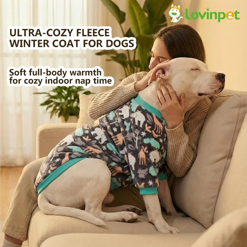Miniatura 6 de LovinPet Suéter de bulldog francés para perros, ropa ligera de invierno de franela para perro, tela agradable a la piel, estampado de hipopótamos