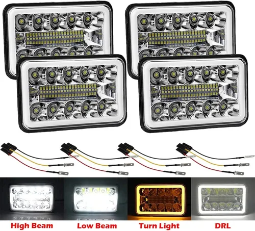 4 faros delanteros de repuesto aprobados por DOT de 4 x 6 pulgadas, H4651, H4652, H4656, H4666, H6545, compatibles con sonda Peterbilt Kenworth
