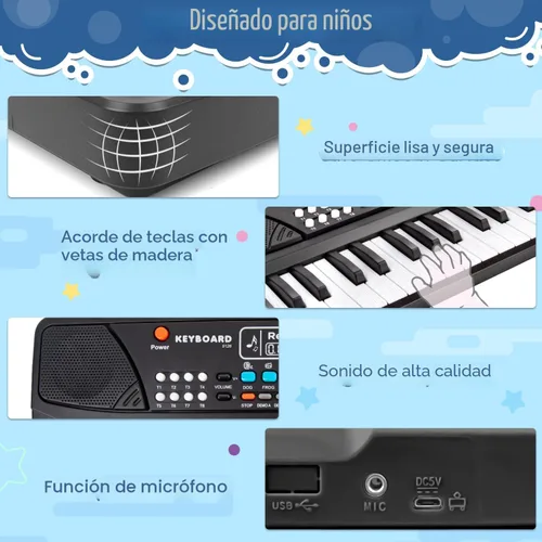Miniatura 5 de Teclado de piano mejorado de 37 teclas para niños, juguetes musicales de 3 a 5 años, teclado para principiantes, piano con micrófono para niños