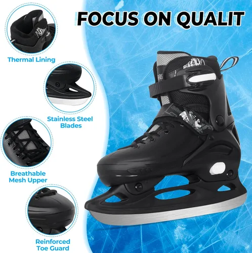 Miniatura 2 de Patines de hielo Nattork ajustables en 4 tallas para niños, niñas, divertidos patines de hielo para principiantes para exterior, protección dura