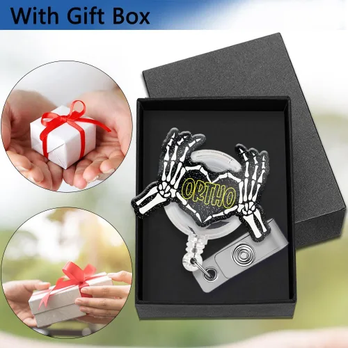 Miniatura 4 de XQLZY Ortho Carrete de Insignia Retráctil Divertido con Purpurina Negra Banda Clip de Tiburón, Lindo Clip de Insignia de Amor de Hueso de Dedo