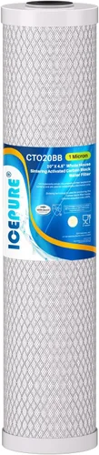ICEPURE 1 Micrón 50.8 cm x 11.4 cm Cartucho de filtro de agua de carbón activado de cáscara de coco CTO para toda la casa, reemplazo para FC25B,