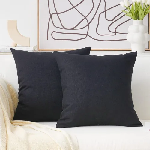 Miniatura 11 de Home Brilliant - Juego de 2 fundas de almohada Euro Sham de 26 x 26 pulgadas / 66 x 66 cm., de lino suave con forro decorativo de Navidad, fundas