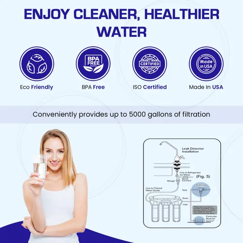 Miniatura 4 de Crystal Quest Filtro de agua de arsénico doble debajo del fregadero, filtración multietapa para cloro y contaminantes, alta capacidad de 10,000