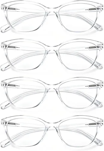 HEEYYOK 0.50 Gafas de lectura para mujeres, 4 unidades, transparentes, diseño ojo de gato, para caras pequeñas, lentes de lectura flexibles y