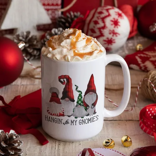 Miniatura 3 de Ashton Books-n-Things - Taza de gnomo colgante con mis gnomos, divertida taza de café, Navidad, gnomos escandinavos alemanes, regalo para hombres