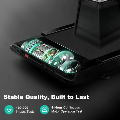Miniatura 6 de Caminadora 3 en 1 para usar debajo del escritorio para oficina en casa con motor de 2.5 HP/4.0 MPH/45 dB, almohadilla para caminar con mango de Negro
