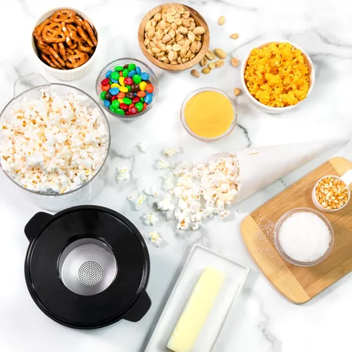 Miniatura 4 de Nostalgia - Máquina de palomitas de maíz con aire caliente de 8 tazas y tazón - Tazón y tapa 2 en 1, taza medidora de 2 oz - Palomitas de maíz sin