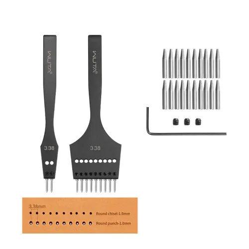 Miniatura 19 de WUTA Juego de Herramientas de Trabajo Profesional para Cuero Desmontable, Perforadora de Círculo, Punzón de Costura, Kit de Herramientas Manuales