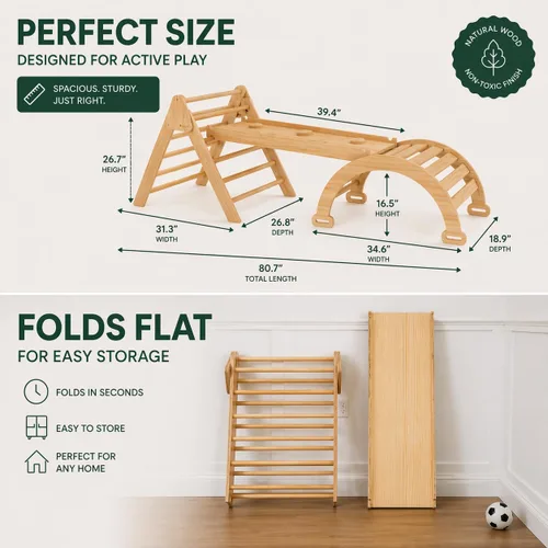 Miniatura 4 de Avenlur Hazel - Gimnasio de escalada interior 5 en 1, juego de escalada Waldorf y Montessori con escalera triangular, rampa de escalada, escalador