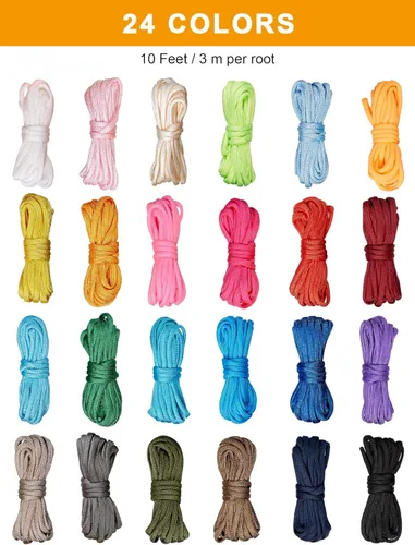Miniatura 2 de 24 piezas de cuerda de paracaídas de 10 pies 550 multifunción, cuerda de paracaídas, kit de cuerda para hacer manualidades, para cordones, llavero
