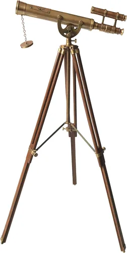 Telescopio de latón antiguo marino victoriano de pie azul marino ajustable vintage decoración del hogar