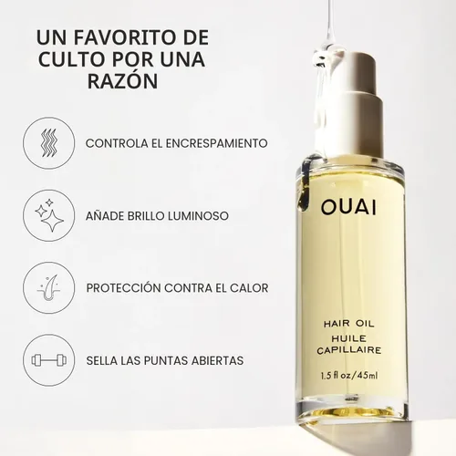 Miniatura 3 de OUAI Aceite para el cabello, aceite protector del calor del cabello para el control del encrespamiento, añade brillo y suaviza las puntas abiertas