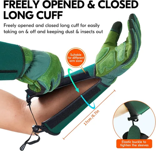 Miniatura 3 de Vgo... 1 par de guantes de jardinería, guantes de trabajo de seguridad, guantes de manga larga, a prueba de pinchazos, a prueba de espinas, pantalla
