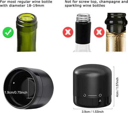 Miniatura 3 de Tapón de vino para vino, paquete de 2 tapones de botella de vino sellado de silicona, sellador de vino reutilizable de giro para sellar, tapón