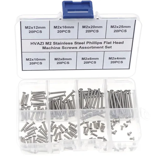 Miniatura 7 de Juego de 900 piezas de tornillos y tuercas de acero inoxidable M1 M1.2 M1.4 M1.6 M2 Phillips con cabeza avellanada/plana