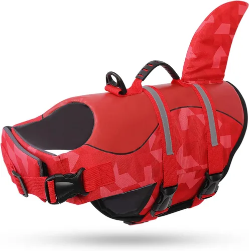 Miniatura 33 de Queenmore - Chaleco salvavidas Ripstop de tiburón para perro, ajustable, con alta flotabilidad y asa de rescate duradera, para perros pequeños