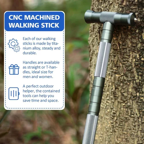 Miniatura 3 de aiGear G2 Tactical Hiking Stick, 5-Section Heavy Duty Walking Staff for Men Women, Aerospace-Grade Aluminum Alloy Trekking Poles with Integrated