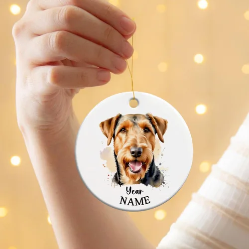 Miniatura 4 de Adorno de Navidad personalizado para perro Airedale, adorno de cerámica para hombres y mujeres, adornos de cerámica personalizados para perros