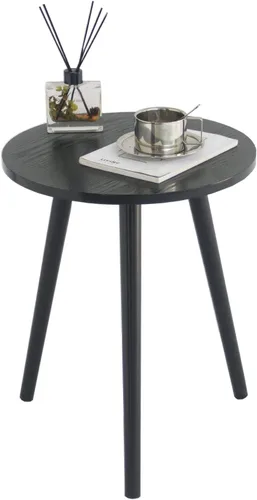 AWASEN Mesa auxiliar redonda, mesa auxiliar negra moderna para decoración del hogar, pequeña mesa decorativa para espacio pequeño, sala de estar,