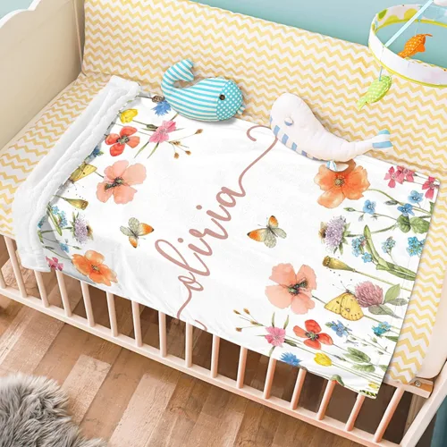 Miniatura 4 de Manta de bebé personalizada con nombre, manta personalizada de elefante para niña, regalos personalizados para baby girls, Navidad, Pascua