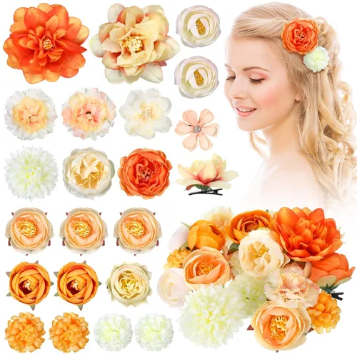 Miniatura 7 de BBTO 21 piezas pinzas para el pelo con diseño de flores, pasadores para el cabello con rosas, diademas para mujer, accesorios de flores, estilo Azul