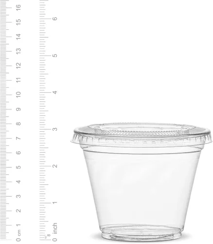 Miniatura 2 de GUSTO Vasos de plástico transparente con tapas planas [9 onzas – 100 unidades] – Tazas desechables para café helado con tapas – Vasos fríos