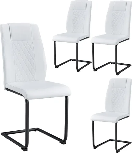 Miniatura 15 de Sillas De Comedor - Juego de 4 sillas de comedor modernas para cocina, con asiento tapizado de piel sintética, patas de metal con respaldo alto