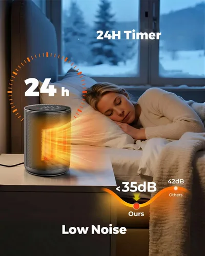 Miniatura 7 de ZAFRO Calentadores de Espacio Pequeño para uso en interiores, Ventilador de Calentadores Eléctricos Portátiles con termostato y control remoto