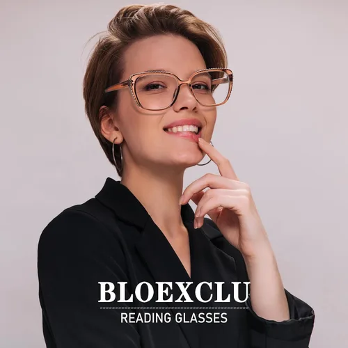 Miniatura 4 de BLOEXCLU Gafas de lectura para mujer, con bloqueo de luz azul, antifatiga ocular, lentes de moda, bisagra de resorte