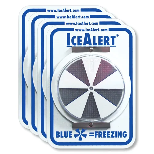 SmartSign Paquete de 4 Letreros de Alerta de Hielo - 12 x 7 pulgadas, Indicador Universal Sensible a la Temperatura con Soporte de Sección Kit de