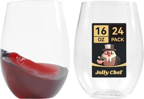 Miniatura 11 de JOLLY CHEF Paquete de 24 copas de vino de plástico desechables de 12 onzas, inastillables, irrompibles, sin tallo, para fiestas, Halloween, Acción