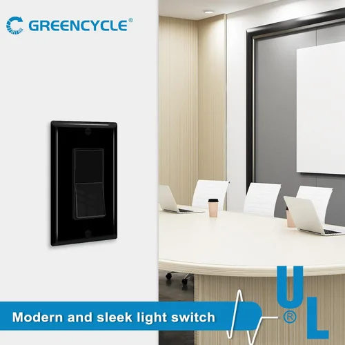 Miniatura 9 de Greencycle Interruptor de luz basculante negro de un solo polo, interruptor de luz de paleta de 15 amperios, interruptores Sp blancos, 120V-277V CA