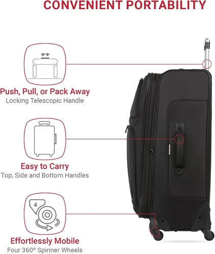 Miniatura 13 de SwissGear - Equipaje suave expandible Sion con ruedas, Negro