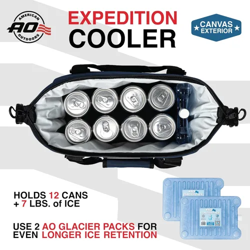 Miniatura 5 de Bolsa de enfriador AO Coolers Expedition de lona con lados blandos, a prueba de fugas, aislada, ligera Azul marino