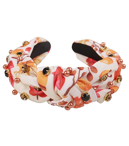 Miniatura 10 de YARN & INK Cintas para el cabello de mujer con perlas barrocas de terciopelo y lazo de strass, estilo retro vintage hecho a mano, elegante accesorio