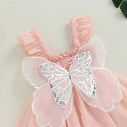 Miniatura 5 de FYBITBO Mameluco de verano para bebé recién nacida, con margaritas, sin mangas, con correa de tul, con diadema