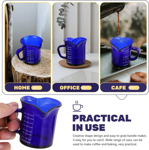 Miniatura 6 de Hemoton Taza medidora de vidrio 1 taza transparente mini taza medidora de líquido con asa para café leche crema uso cocina 2.55 x 2.36 x 2.36