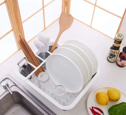 Miniatura 4 de Ahyuan Escurridor de platos plegable, organizador portátil para cocina, caravana, caravana, remolques, viajes, ahorro de espacio, bandeja
