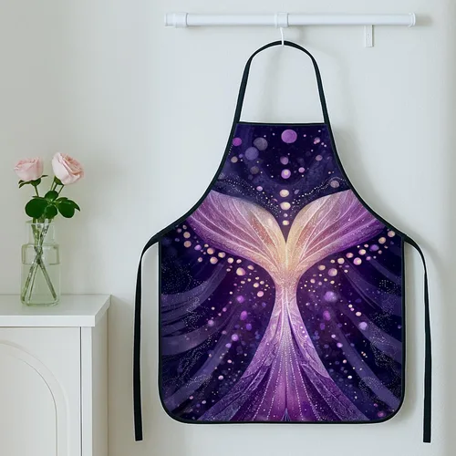 Miniatura 5 de Delantales fantásticos para cocinar, diseño de sirena de fantasía violeta, delantal para adultos, delantal mágico artístico lavable para limpieza