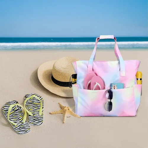 Miniatura 7 de Bolsa de playa y piscina para mujer, grande, bolsa de gimnasio con compartimento húmedo para viajes, impermeable