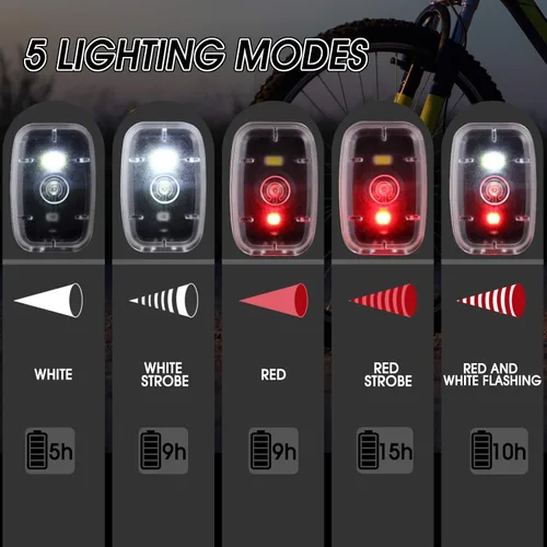 Miniatura 4 de Mudder Luces de Correr para Corredores Lámparas LED de Seguridad Recargables USB con Clip Estroboscópico Lámparas Traseras de Bicicleta con 5 Modos