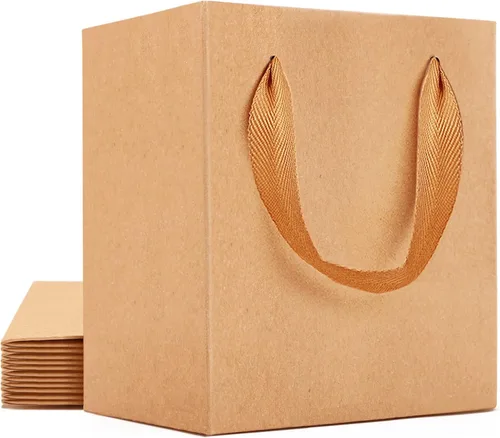 Miniatura 14 de EUSOAR Pequeñas bolsas negras para envolver regalo, paquete de 12 bolsas de papel kraft de 4 x 2.75 x 4.5 pulgadas con asas, bolsas resistentes