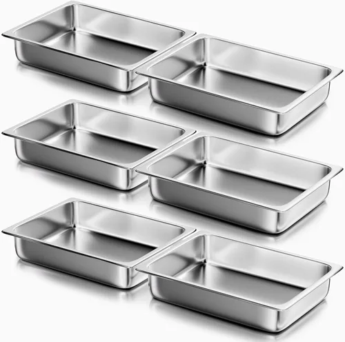 Miniatura 19 de WantJoin Sartenes de mesa de vapor para hotel, tamaño medio de 2.5 pulgadas de profundidad, paquete de 6, juego de bandejas de metal de acero