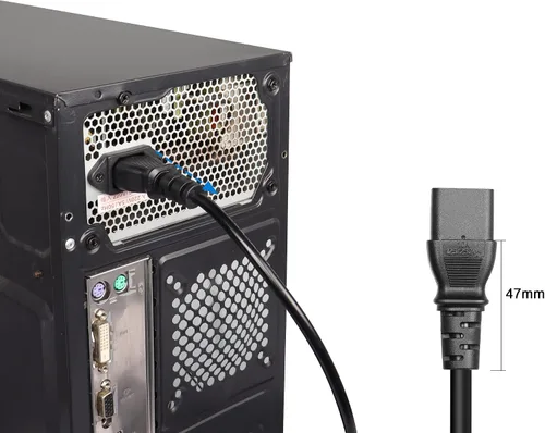 Miniatura 5 de GELRHORN - Cable de alimentación de 3 clavijas NEMA 5-15P a IEC 320 C13, 10 A, 250 V/15 A, 125 V, 18 WAG, ángulo ascendente, NEMA 5-15P a C13, cable