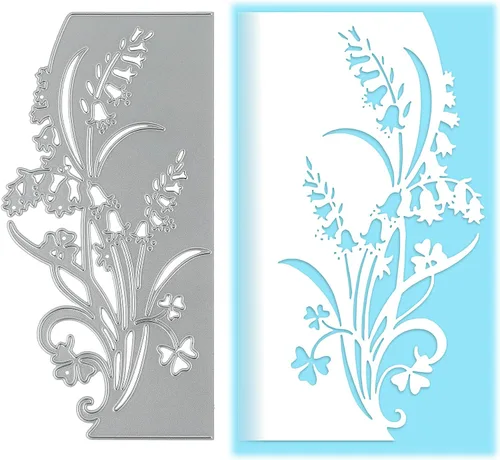 Troqueles de metal con hojas de flores, campanas de encaje de lirio de los valles, plantillas de corte de borde para manualidades, álbumes de