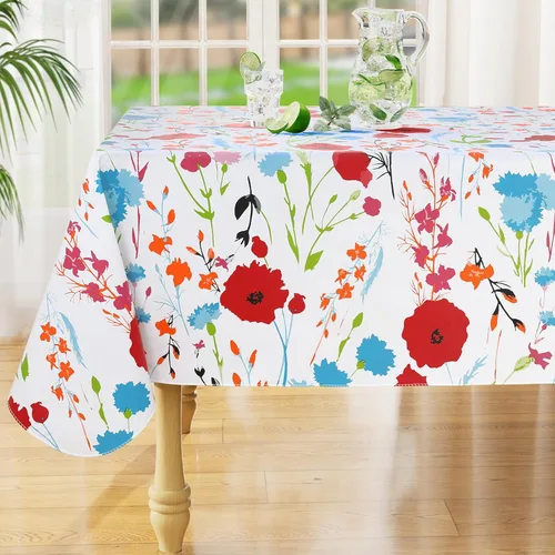 Miniatura 9 de misaya Mantel rectangular de vinilo impermeable, mantel lavable con reverso de franela, mantel de plástico para cena, picnic, interior y exterior
